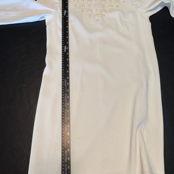 Ann Taylor Women Size 2 Ivory Jewel Neck 3/4 Sleeve Sheath Dress - Picture 15 of 16